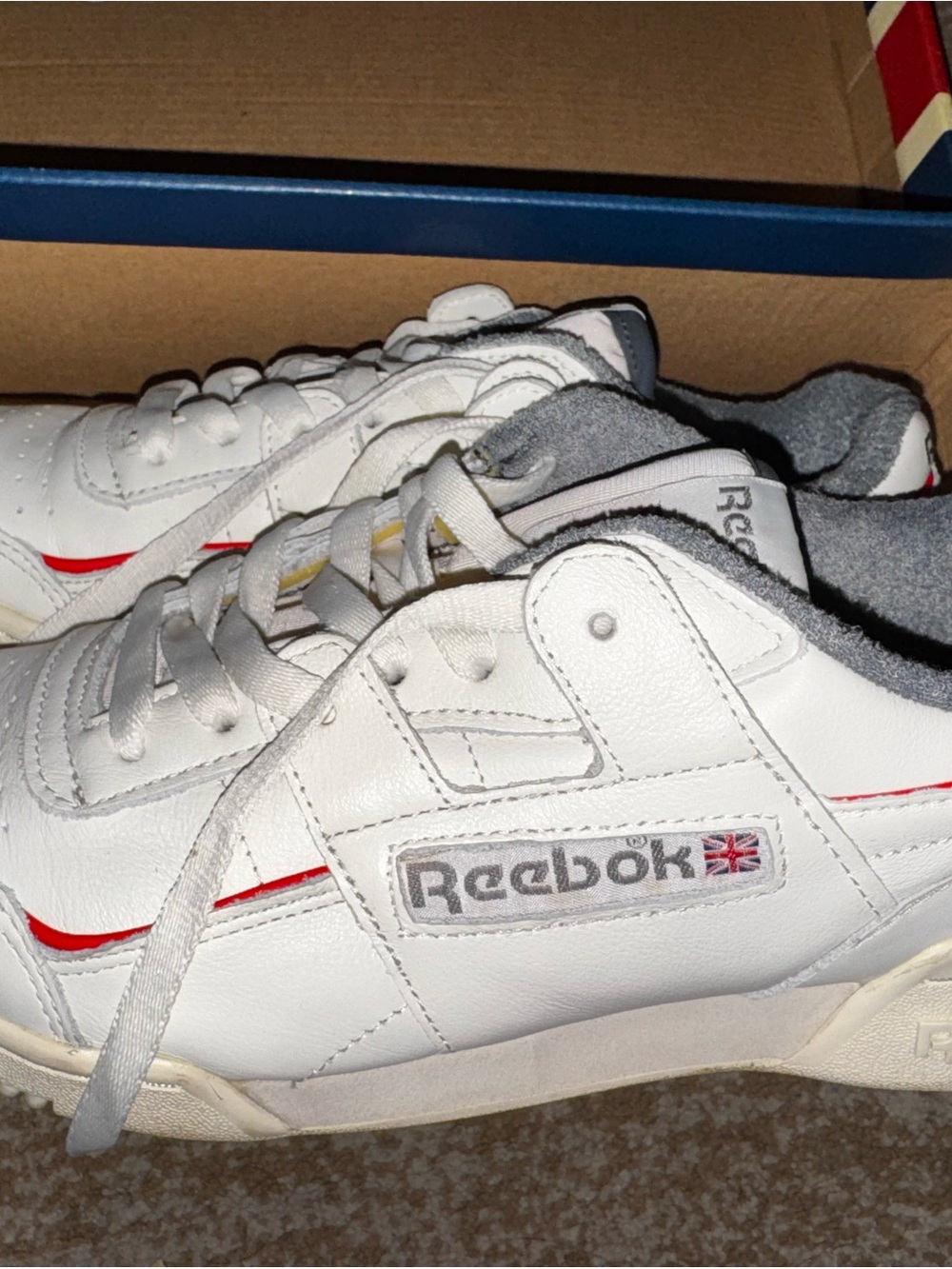 Reebok White Sneakers with Red Accents. Size 8.5 men